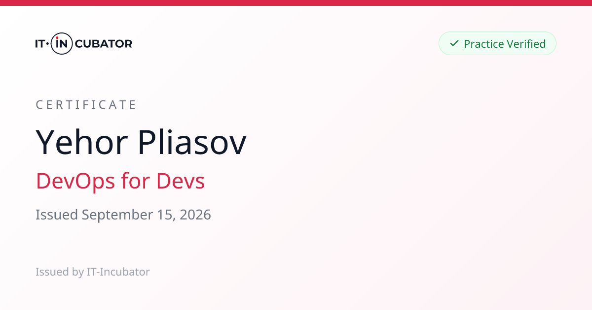 Yehor Pliasov — DevOps for Devs